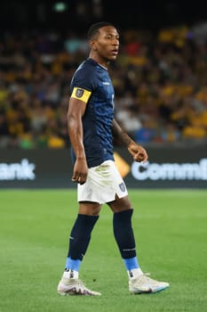 MELBOURNE, AUSTRALIA - MARCH 28: Pervis Estupiñán of Ecudaor during an international friendly match between the Australia Socceroos and Ecuador at Marvel Stadium on March 28, 2023 in Melbourne, Australia.