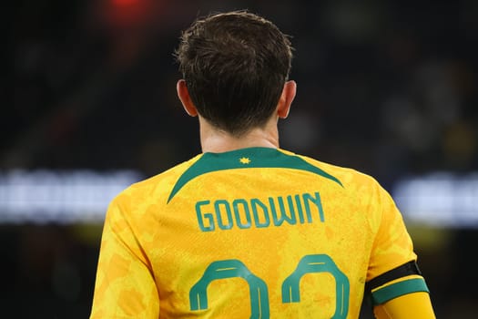 MELBOURNE, AUSTRALIA - MARCH 28: Craig Goodwin of Australia during an international friendly match between the Australia Socceroos and Ecuador at Marvel Stadium on March 28, 2023 in Melbourne, Australia.