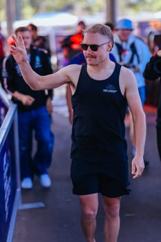 MELBOURNE, AUSTRALIA - MARCH 30: Valtteri Bottas of Finland meets fans at the 2023 Australian Formula 1 Grand Prix on 30th March 2023