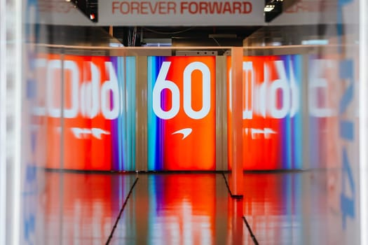 MELBOURNE, AUSTRALIA - MARCH 30: McLaren Formula 1 Team garage at the 2023 Australian Formula 1 Grand Prix on 30th March 2023