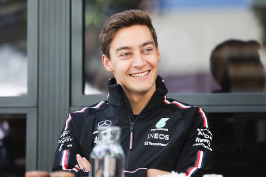 MELBOURNE, AUSTRALIA - MARCH 30: George Russell of Great Britain at the 2023 Australian Formula 1 Grand Prix on 30th March 2023