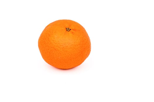 One orange tangerine as healthy food cropped against white background as studio shot