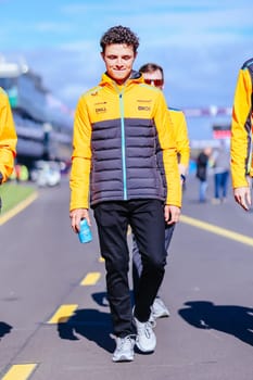 MELBOURNE, AUSTRALIA - MARCH 29: Lando Norris of Great Britain inspecting the circuit before the 2023 Australian Formula 1 Grand Prix on 29th March 2023