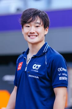 MELBOURNE, AUSTRALIA - MARCH 29: Yuki Tsunoda of Japan posing before the 2023 Australian Formula 1 Grand Prix on 29th March 2023