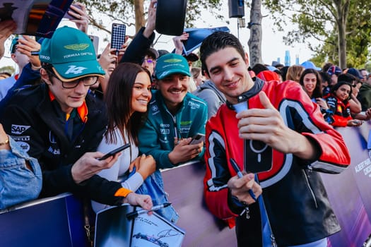 MELBOURNE, AUSTRALIA - MARCH 30: Esteban Ocon of France meets fans at the 2023 Australian Formula 1 Grand Prix on 30th March 2023