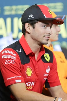 MELBOURNE, AUSTRALIA - MARCH 30: Charles Leclerc of Monaco during a press conference at the 2023 Australian Formula 1 Grand Prix on 30th March 2023