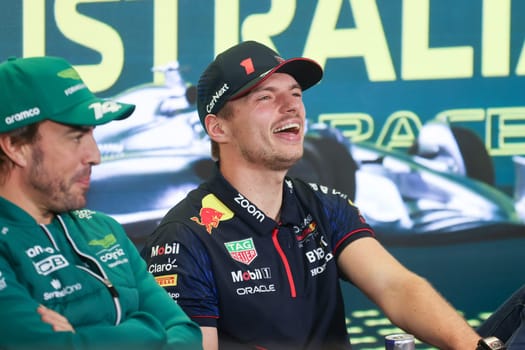 MELBOURNE, AUSTRALIA - MARCH 30: Max Verstappen of the Netherlands during a press conference at the 2023 Australian Formula 1 Grand Prix on 30th March 2023
