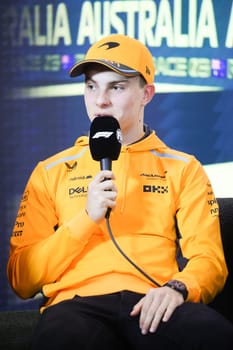 MELBOURNE, AUSTRALIA - MARCH 30: Oscar Piastri of Australia during a press conference at the 2023 Australian Formula 1 Grand Prix on 30th March 2023