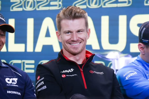 MELBOURNE, AUSTRALIA - MARCH 30: Nico Hulkenberg of Germany during a press conference at the 2023 Australian Formula 1 Grand Prix on 30th March 2023