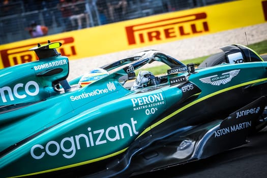 MELBOURNE, AUSTRALIA - MARCH 31: Fernando Alonso of Spain drives the Aston Martin AMR23 Mercedes during practice at the 2023 Australian Grand Prix at Albert Park in Melbourne, Australia