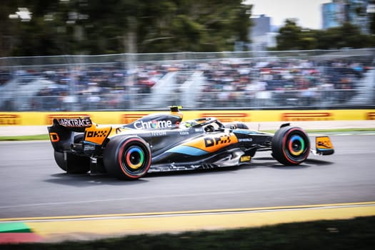 MELBOURNE, AUSTRALIA - MARCH 31: Lando Norris of Great Britain drives the McLaren MCL36 during practice in the 2023 Australian Grand Prix at Albert Park in Melbourne, Australia