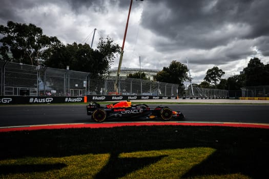 MELBOURNE, AUSTRALIA - MARCH 31: Sergio Perez of Mexico drives the Oracle Red Bull Racing RB19 during practice in the 2023 Australian Grand Prix at Albert Park in Melbourne, Australia