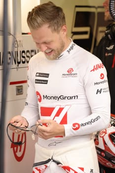 MELBOURNE, AUSTRALIA - MARCH 31: Kevin Magnussen of Denmark of Haas F1 VF-23 Ferrari during practice in the 2023 Australian Grand Prix at Albert Park in Melbourne, Australia