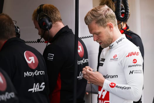 MELBOURNE, AUSTRALIA - MARCH 31: Kevin Magnussen of Denmark of Haas F1 VF-23 Ferrari during practice in the 2023 Australian Grand Prix at Albert Park in Melbourne, Australia