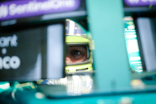 MELBOURNE, AUSTRALIA - MARCH 31: Fernando Alonso of Spain drives the Aston Martin AMR23 Mercedes during practice in the 2023 Australian Grand Prix at Albert Park in Melbourne, Australia