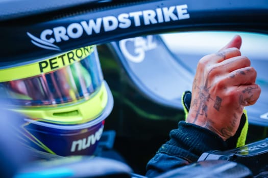 MELBOURNE, AUSTRALIA - MARCH 31: Lewis Hamilton of Great Britain drives the Mercedes AMG Petronas F1 Team W13 during practice in the 2023 Australian Grand Prix at Albert Park in Melbourne, Australia