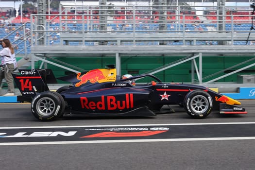 MELBOURNE, AUSTRALIA - MARCH 31: F3 racer Sebastián Montoya of Hitech Pulse-Eight at the 2023 Australian Formula 1 Grand Prix on 31st March 2023