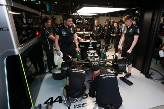 MELBOURNE, AUSTRALIA - MARCH 31: Mercedes-AMG PETRONAS Formula One Team at the 2023 Australian Formula 1 Grand Prix on 31st March 2023