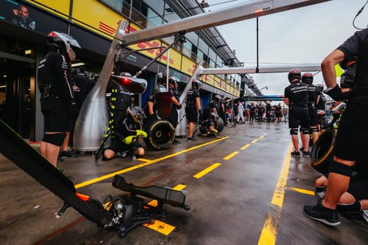 MELBOURNE, AUSTRALIA - MARCH 31: Mercedes-AMG PETRONAS Formula One Team at the 2023 Australian Formula 1 Grand Prix on 31st March 2023
