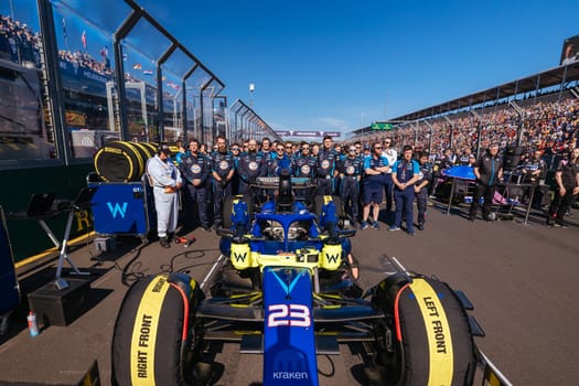 MELBOURNE, AUSTRALIA - APRIL 2: Williams Racing before race start during the 2023 Australian Grand Prix at Albert Park on April 2, 2023 in Melbourne, Australia.