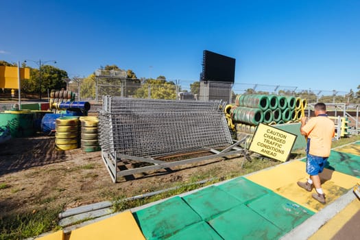MELBOURNE, AUSTRALIA - MARCH 17 2022: Track build and preparations for the 2023 Formula 1 Australian Grand Prix to be held on March 30 to April 2nd 2023.