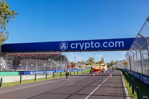 MELBOURNE, AUSTRALIA - MARCH 17 2022: Track build and preparations for the 2023 Formula 1 Australian Grand Prix to be held on March 30 to April 2nd 2023.