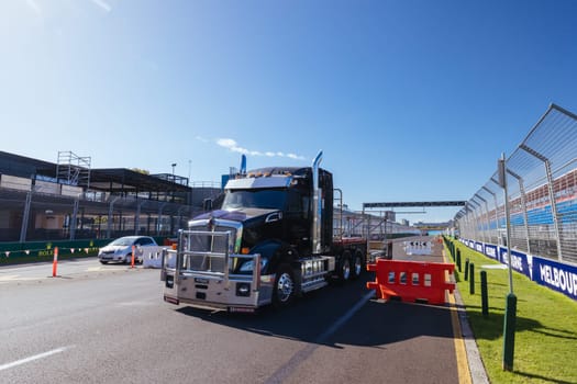 MELBOURNE, AUSTRALIA - MARCH 17 2022: Track build and preparations for the 2023 Formula 1 Australian Grand Prix to be held on March 30 to April 2nd 2023.