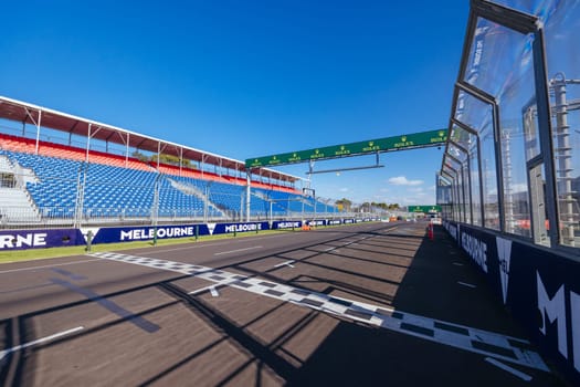 MELBOURNE, AUSTRALIA - MARCH 17 2022: Track build and preparations for the 2023 Formula 1 Australian Grand Prix to be held on March 30 to April 2nd 2023.
