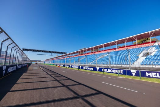 MELBOURNE, AUSTRALIA - MARCH 17 2022: Track build and preparations for the 2023 Formula 1 Australian Grand Prix to be held on March 30 to April 2nd 2023.