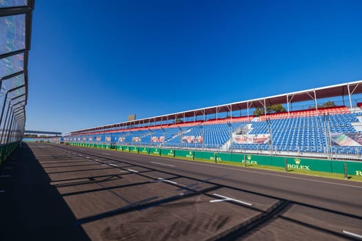 MELBOURNE, AUSTRALIA - MARCH 17 2022: Track build and preparations for the 2023 Formula 1 Australian Grand Prix to be held on March 30 to April 2nd 2023.
