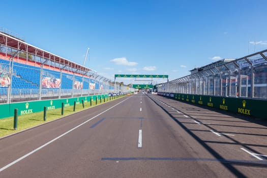MELBOURNE, AUSTRALIA - MARCH 17 2022: Track build and preparations for the 2023 Formula 1 Australian Grand Prix to be held on March 30 to April 2nd 2023.