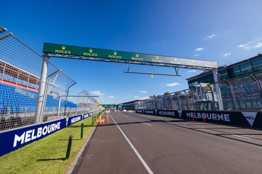 MELBOURNE, AUSTRALIA - MARCH 17 2022: Track build and preparations for the 2023 Formula 1 Australian Grand Prix to be held on March 30 to April 2nd 2023.