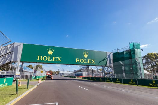 MELBOURNE, AUSTRALIA - MARCH 17 2022: Track build and preparations for the 2023 Formula 1 Australian Grand Prix to be held on March 30 to April 2nd 2023.