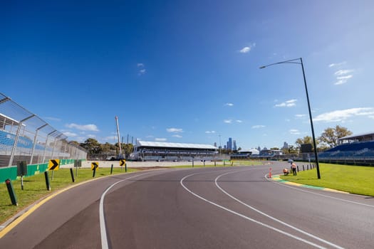 MELBOURNE, AUSTRALIA - MARCH 17 2022: Track build and preparations for the 2023 Formula 1 Australian Grand Prix to be held on March 30 to April 2nd 2023.