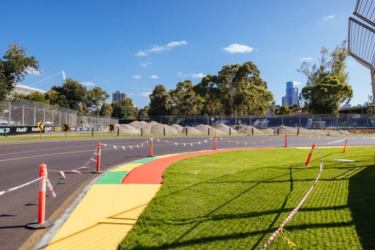 MELBOURNE, AUSTRALIA - MARCH 17 2022: Track build and preparations for the 2023 Formula 1 Australian Grand Prix to be held on March 30 to April 2nd 2023.