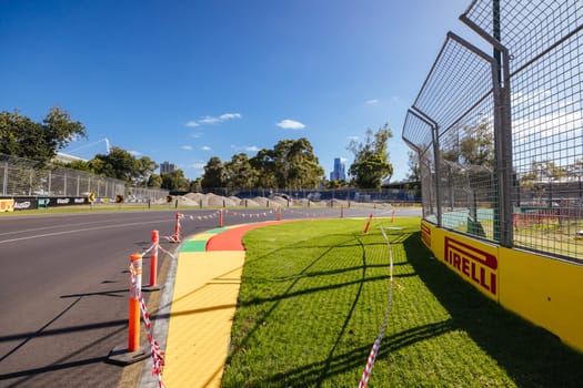 MELBOURNE, AUSTRALIA - MARCH 17 2022: Track build and preparations for the 2023 Formula 1 Australian Grand Prix to be held on March 30 to April 2nd 2023.