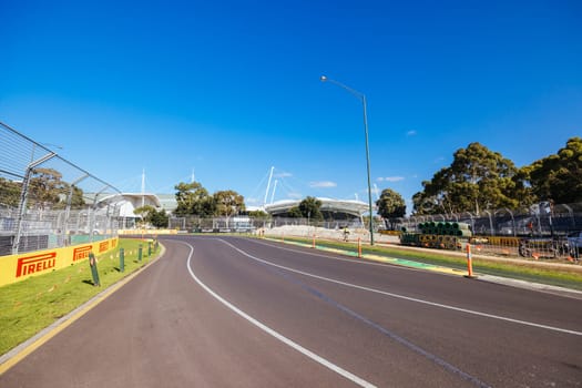 MELBOURNE, AUSTRALIA - MARCH 17 2022: Track build and preparations for the 2023 Formula 1 Australian Grand Prix to be held on March 30 to April 2nd 2023.