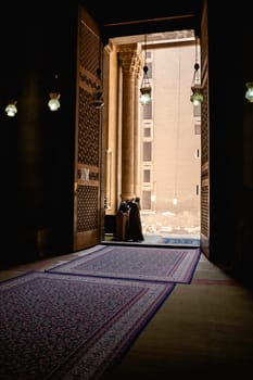 Cairo, Egypt - April 14 2008: Interior of the Sultan Hassan Mosque, Cairo, Egypt