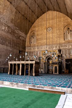 Cairo, Egypt - April 14 2008: Interior of the Sultan Hassan Mosque, Cairo, Egypt