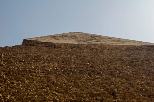 Giza, Egypt - April 13 2008: The Pyramid of Khafre or Chephren in the archeological site of Giza. Egypt.