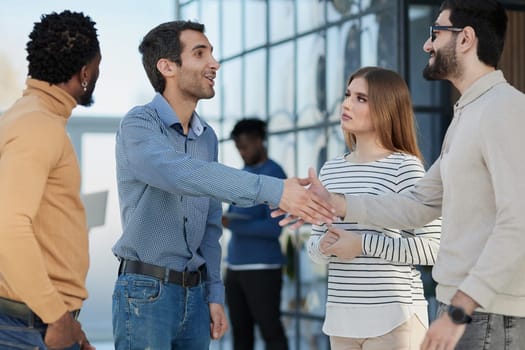 man distributing ID cards to professionals for seminar