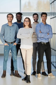 Portrait of diverse people standing in a row