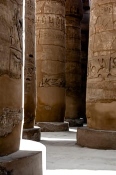 Luxor, Egypt - April 15 2008: The great hypostyle hall of the temple of Amun, Karnak, Luxor, Egypt