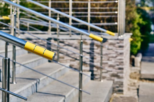a set of stairs and its surrounding walls or structure.