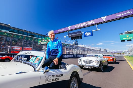 MELBOURNE, AUSTRALIA - APRIL 2: Alexander Albon of Thailand driving for Williams Racing at the drivers parade before the start of the main race at the 2023 Australian Formula 1 Grand Prix on 2nd April 2023