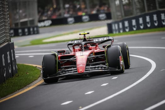 MELBOURNE, AUSTRALIA - APRIL 01: Carlos Sainz of Spain drives the Ferrari SF-23 in practice during the 2023 Australian Grand Prix at Albert Park on April 1, 2023 in Melbourne, Australia.