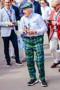 MELBOURNE, AUSTRALIA - APRIL 2: Sir Jackie Stewart on the grid before race start during the 2023 Australian Grand Prix at Albert Park on April 2, 2023 in Melbourne, Australia.