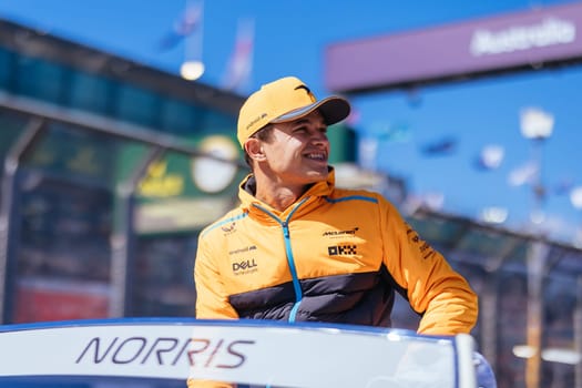MELBOURNE, AUSTRALIA - APRIL 2: Lando Norris of Great Britain driving for McLaren Formula 1 Team at the drivers parade before the start of the main race at the 2023 Australian Formula 1 Grand Prix on 2nd April 2023