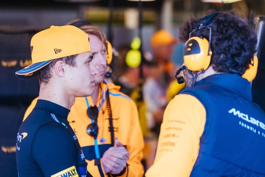 MELBOURNE, AUSTRALIA - APRIL 2: Lando Norris of Great Britain of McLaren Formula 1 Team before the start of race day during the 2023 Australian Grand Prix on April 2, 2023 in Melbourne, Australia.