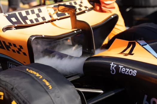 MELBOURNE, AUSTRALIA - APRIL 2: McLaren Formula 1 Team before race start at the 2023 Australian Formula 1 Grand Prix on 2nd April 2023